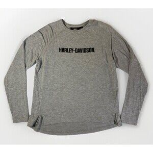 Harley Davidson Shirt Womens Large Gray Long Sleeve Soft Stretchy Biker